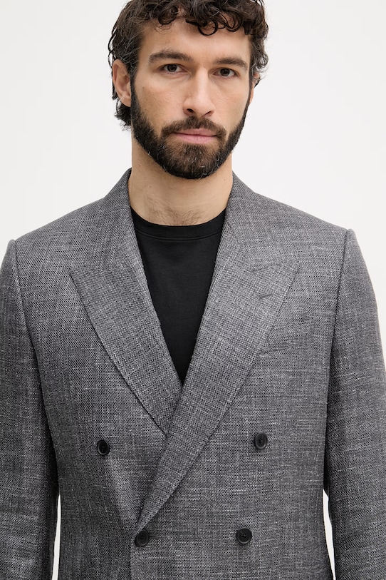 BOSS dvoredni suknjič moški z volno BOSS X DAVID BECKHAM siva 50563790