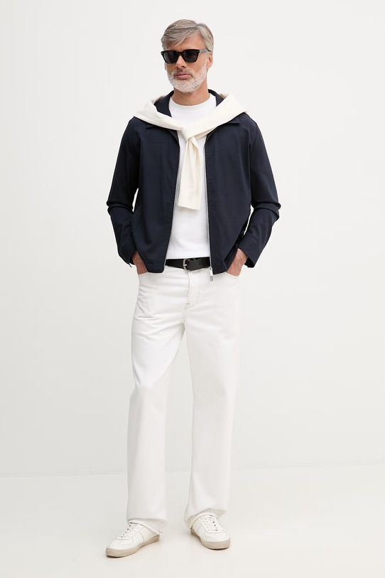 BOSS krótka kurtka męska z wełną Carper 50559295 granatowy SS26