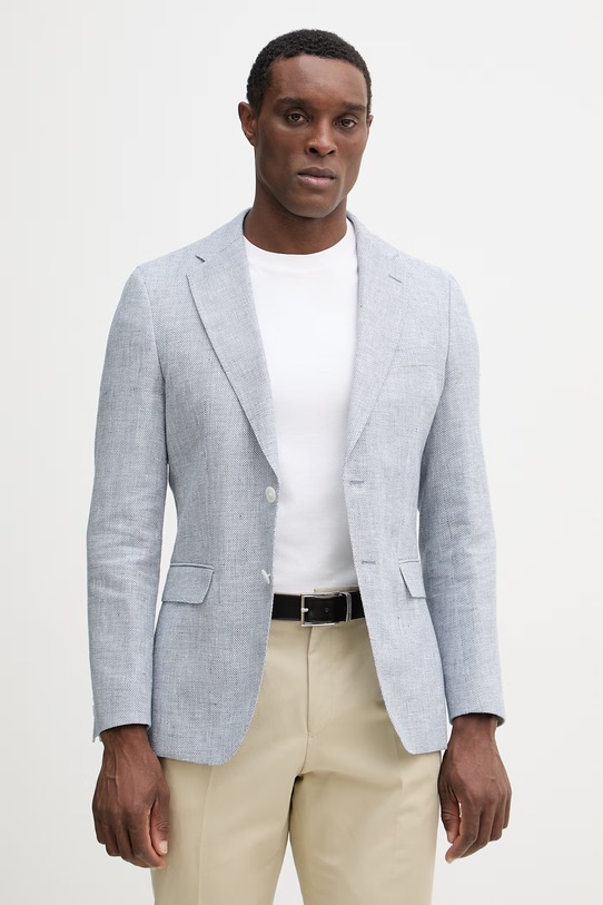 Піджак з додаванням льону BOSS Hutson regular блакитний 50561860