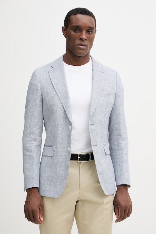Піджак з додаванням льону BOSS Hutson regular блакитний 50561860
