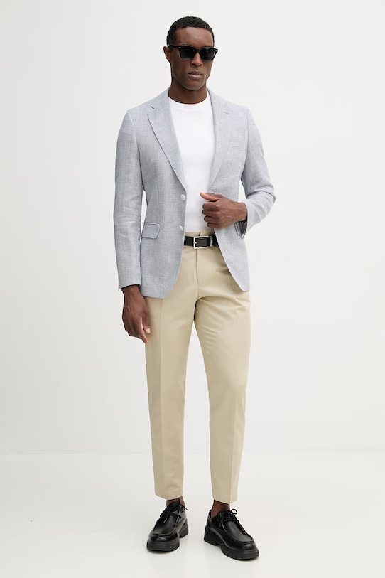 Піджак з додаванням льону BOSS Hutson 50561860 блакитний SS26