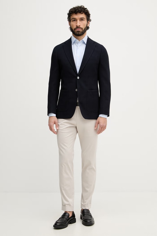 BOSS jednoredni muški sako od vune Hutson 50561882 mornarsko plava SS26