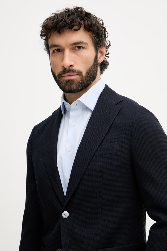 BOSS jednoredni muški sako od vune Hutson mornarsko plava 50561882