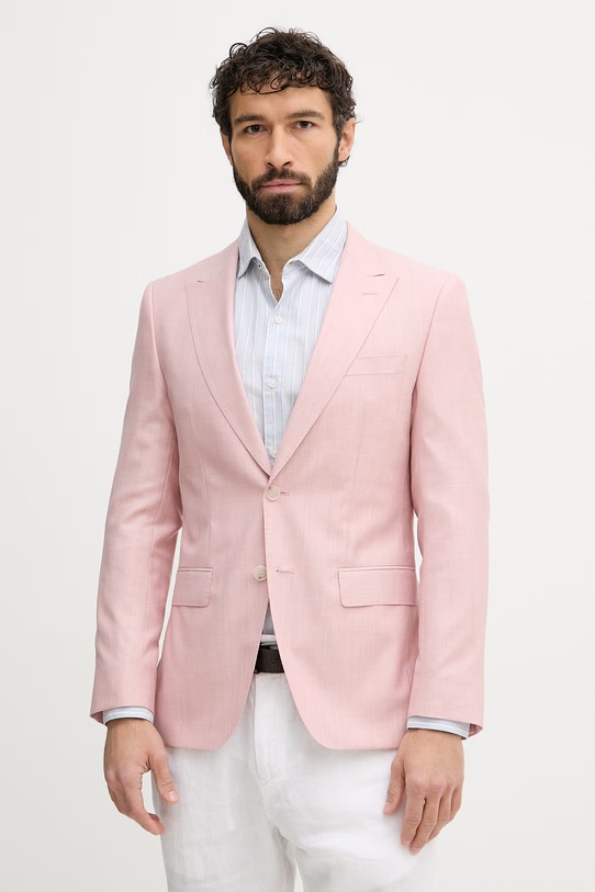 BOSS μονόπετο Ανδρικό μάλλινο Σακάκι ροζ 50562604