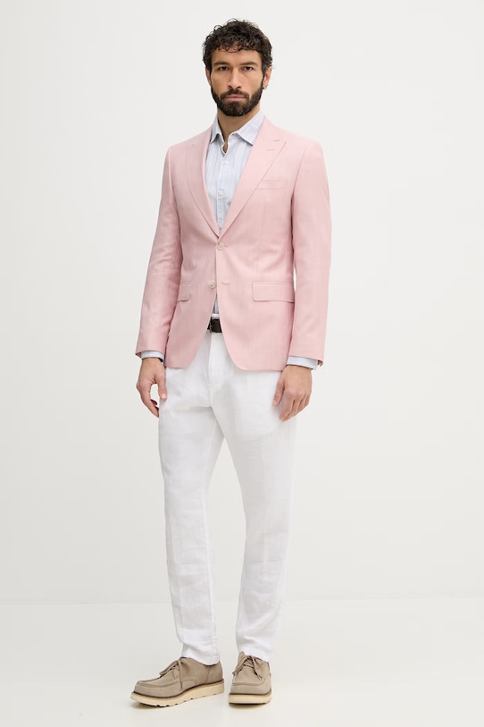 BOSS μονόπετο Ανδρικό μάλλινο Σακάκι 50562604 ροζ SS26
