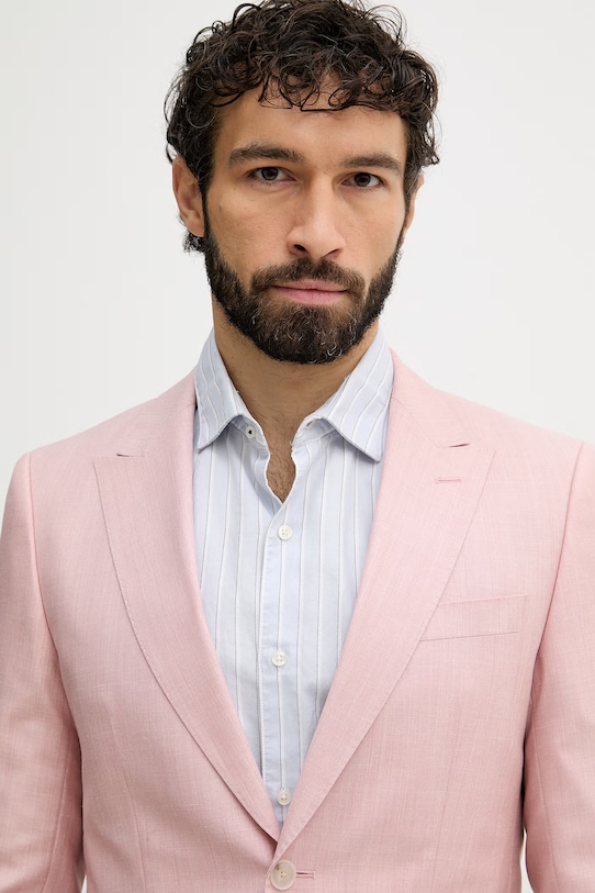 BOSS μονόπετο Ανδρικό μάλλινο Σακάκι ροζ 50562604