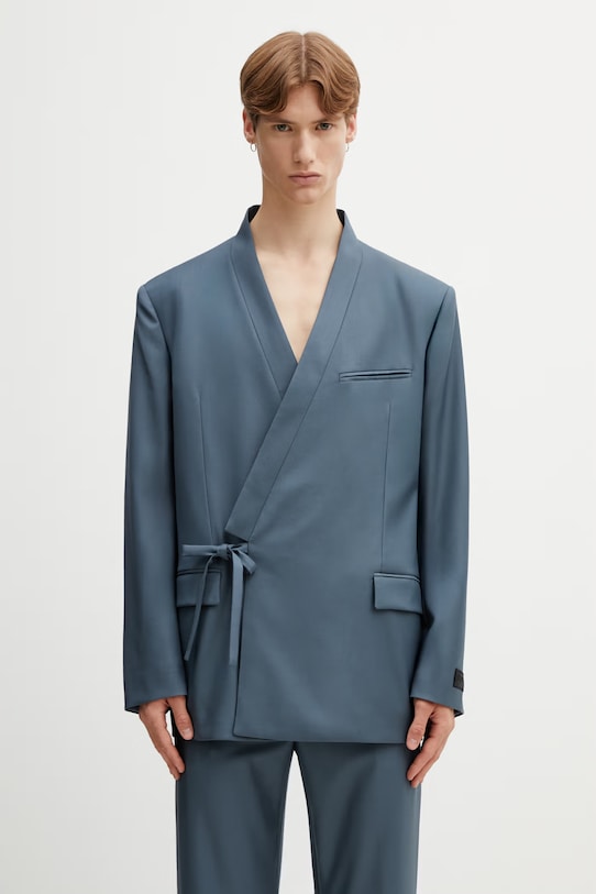 Kenzo Blazer / Gilet marynarka wełniana męska szary FG55VE1609TV