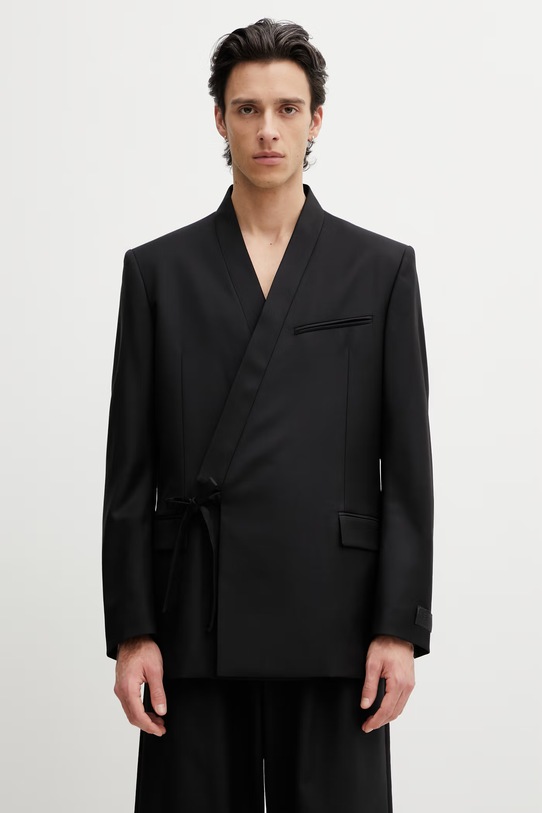 Kenzo Blazer / Gilet marynarka wełniana męska czarny FG55VE1609TV