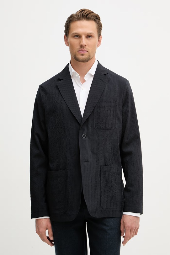 Armani Exchange marynarka jednorzędowa męska z lyocellem granatowy XM002082.AF22363