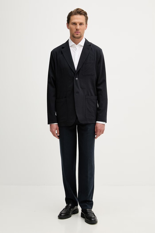 Armani Exchange marynarka jednorzędowa męska z lyocellem XM002082.AF22363 granatowy SS26