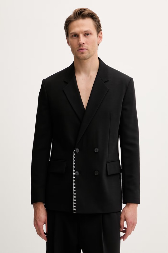 HUGO κοστούμι δύο τεμαχίων ανδρικό με μαλλί Karlo262F1X μαύρο 50559578