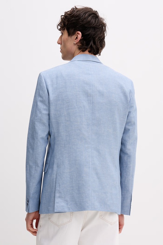 Odzież HUGO marynarka jednorzędowa męska z dodatkiem lnu Arti253X 50559674 niebieski
