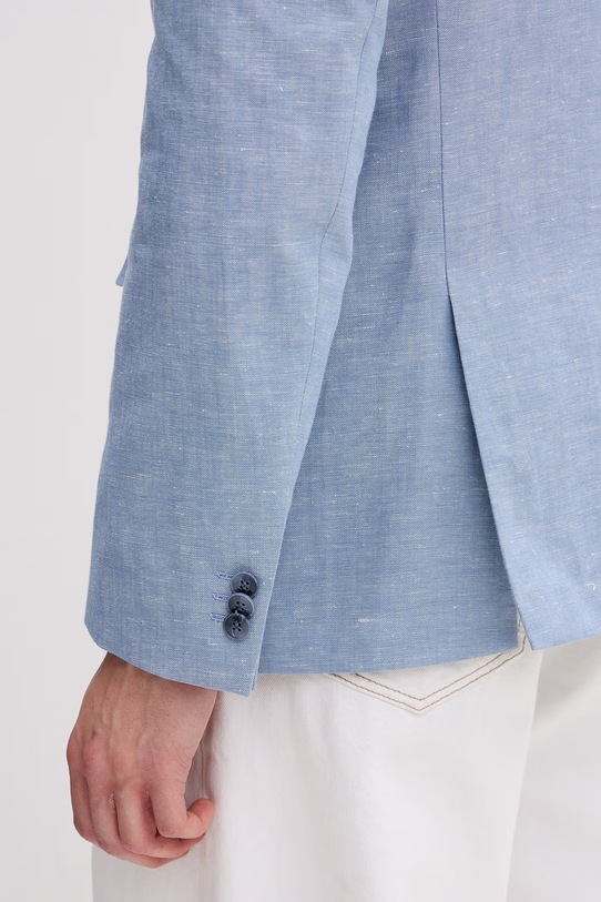 HUGO marynarka jednorzędowa męska z dodatkiem lnu Arti253X 50559674 niebieski