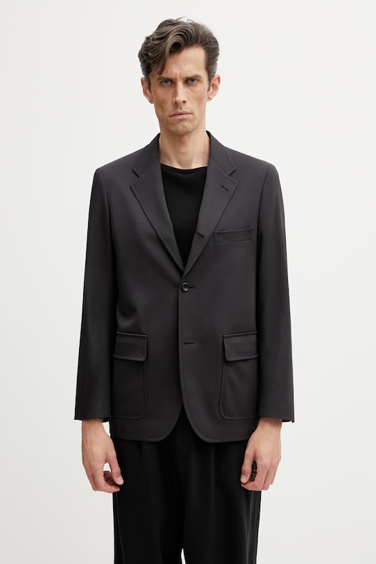 BEAMS marynarka jednorzędowa wełniana męska czarny 1116.0089.927