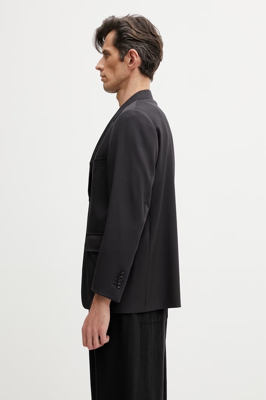 BEAMS marynarka jednorzędowa wełniana męska 1116.0089.927 czarny SS26