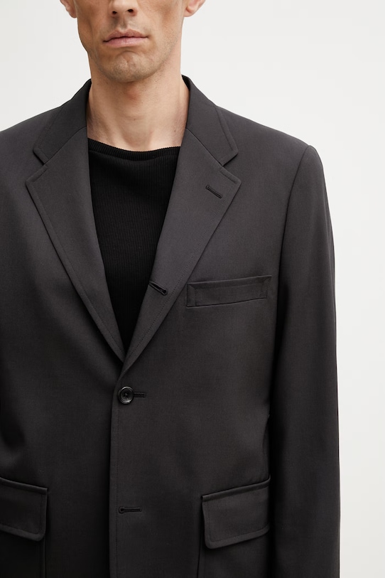 BEAMS marynarka jednorzędowa wełniana męska czarny 1116.0089.927