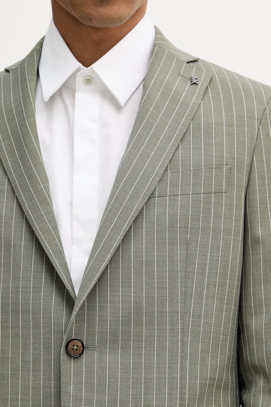 Michael Kors jednořadé sako pánské s příměsí vlny MK0SB01202 zelená