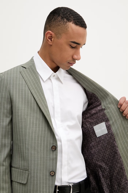 Michael Kors jednořadé sako pánské s příměsí vlny MK0SB01202