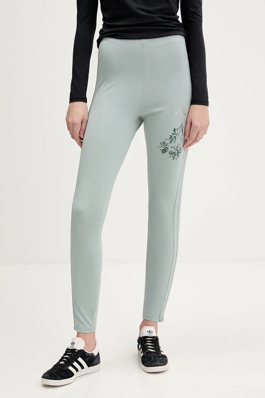 adidas legginsy aplikacja zielony KF0041