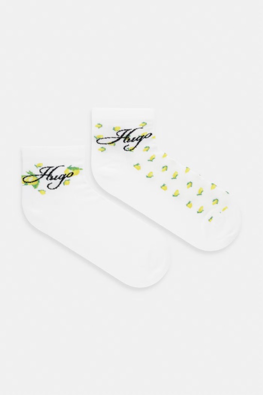 HUGO skarpety damskie bawełniane z elastanem 2P SH LEMON CC W 2-pack biały 50558694