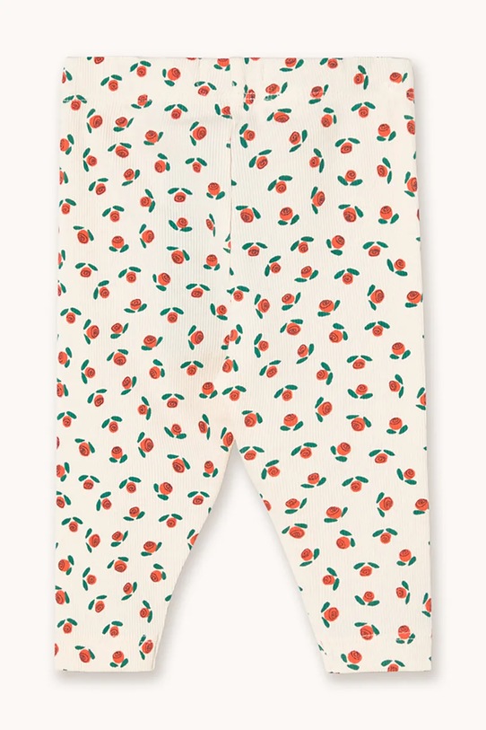 Tajice za bebe Tinycottons TINY ROSES RIB BABY PANT SS26.103 bijela SS26
