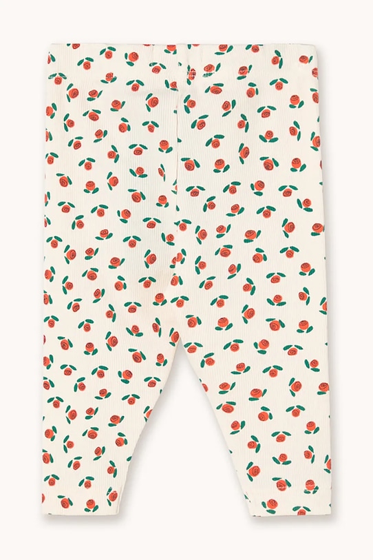 Tajice za bebe Tinycottons TINY ROSES RIB BABY PANT SS26.103 bijela SS26