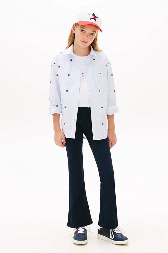 Dziewczynka Tommy Hilfiger legginsy dziecięce bawełniane KG0KG09192.128.176.PPY2 granatowy