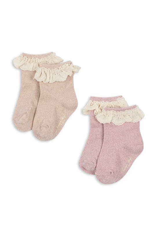 Konges Sløjd skarpety dziecięce GLITTER FRILL SOCKS 2-pack różowy KS105221.PPY2