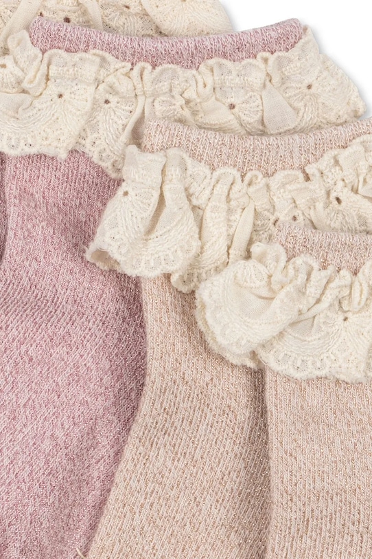 Konges Sløjd skarpety dziecięce GLITTER FRILL SOCKS 2-pack KS105221.PPY2 różowy SS26