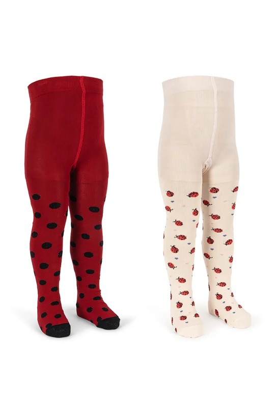 Konges Sløjd rajstopy dziecięce 2 PACK LADYBUG JACQUARD TIGHTS KS104591.PPY2 czerwony SS26
