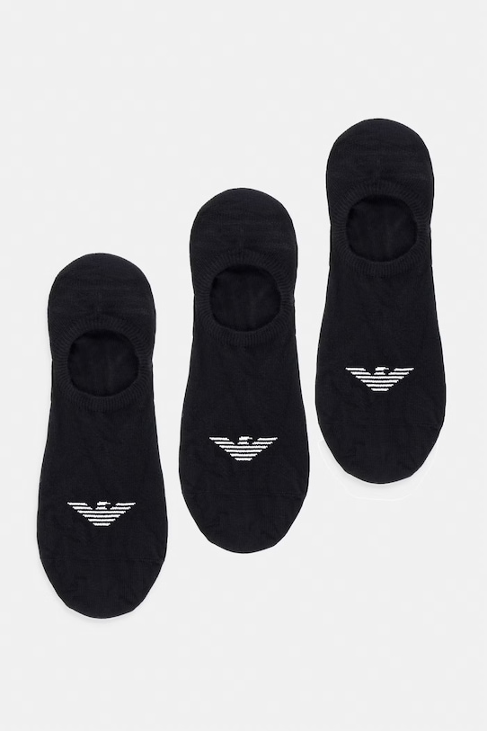 Κάλτσες Emporio Armani Underwear 3-pack λεπτό μοτίβο μαύρο EM000548.AF23600