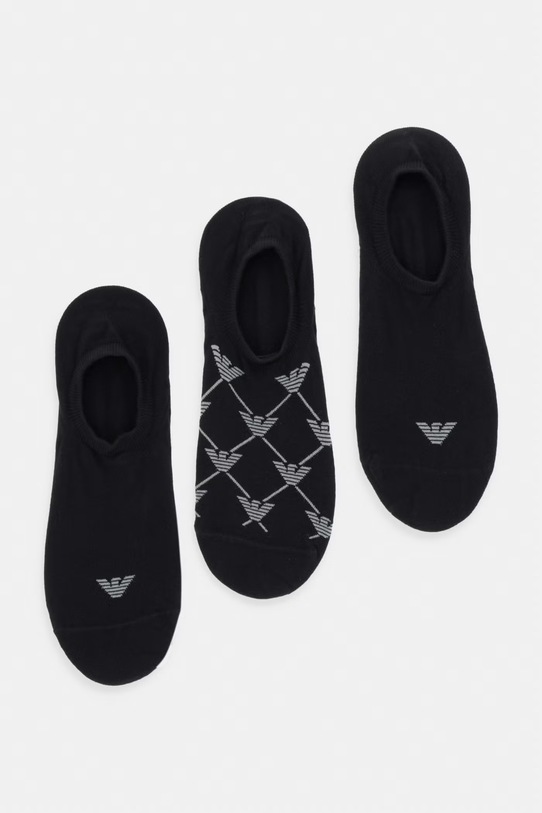 Κάλτσες Emporio Armani Underwear 3-pack λεπτό μοτίβο μαύρο EM000548.AF20653