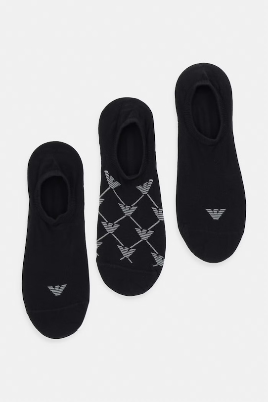 Κάλτσες Emporio Armani Underwear 3-pack λεπτό μοτίβο μαύρο EM000548.AF20653