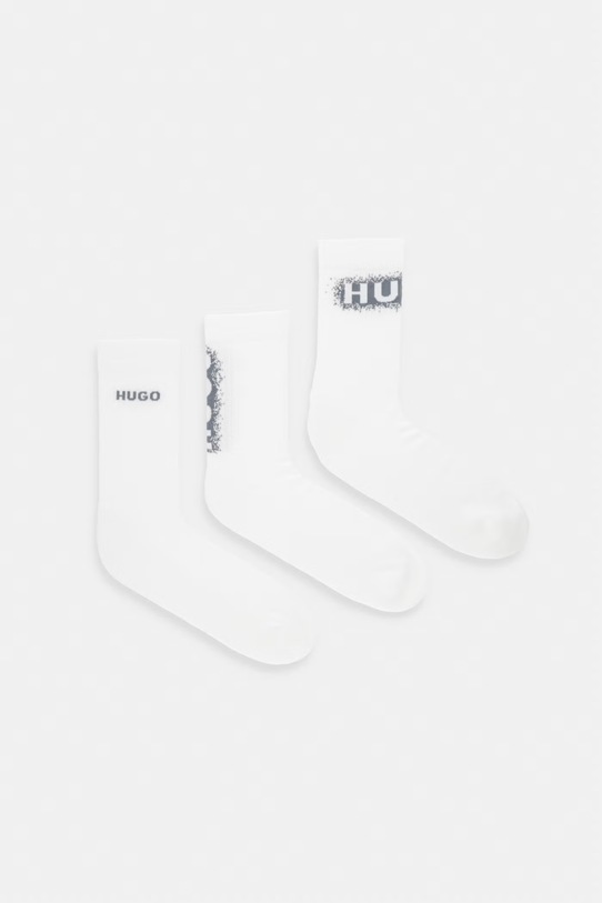 HUGO skarpety męskie 3P QS SPRAY LOGO CC 3-pack biały 50557082