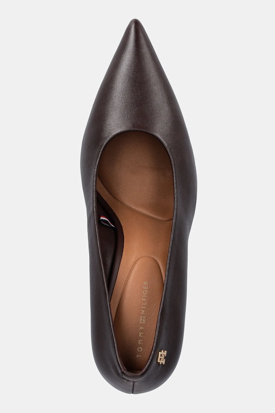 Tommy Hilfiger szpilki skórzane TH SMOOTH LEATHER PUMP brązowy FW0FW08960