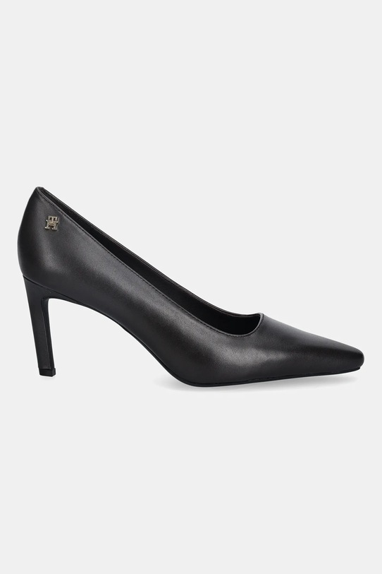Tommy Hilfiger szpilki skórzane TH LOGO LTH PUMP SLANTED HL FW0FW09008 brązowy SS26