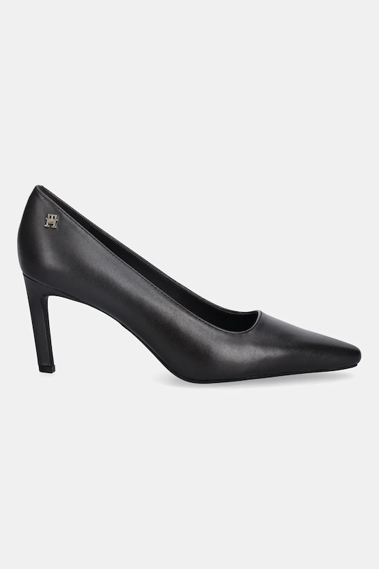 Tommy Hilfiger stilettos de piele TH LOGO LTH PUMP SLANTED HL FW0FW09008 maro SS26