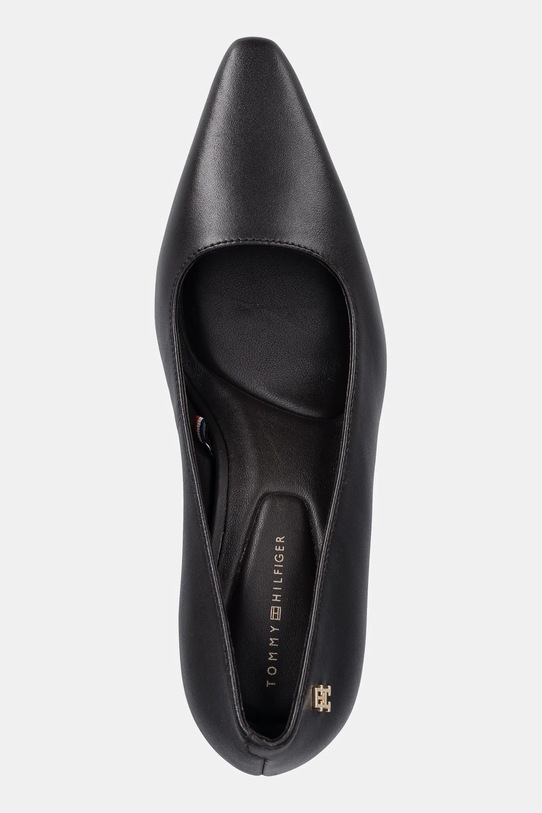 Tommy Hilfiger szpilki skórzane TH LOGO LTH PUMP SLANTED HL brązowy FW0FW09008