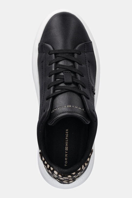 Δερμάτινα αθλητικά παπούτσια Tommy Hilfiger ANIMAL PRINT PLATFORM SNEAKER μαύρο FW0FW09023