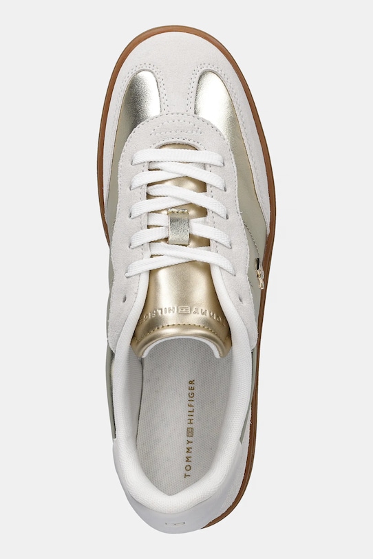 Kožené tenisky Tommy Hilfiger MU JACKIE METALLIC béžová FW0FW09026