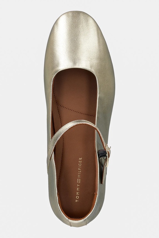 Δερμάτινες μπαλαρίνες Tommy Hilfiger HILFIGER GOLD BALLERINAS χρυσαφί FW0FW09320