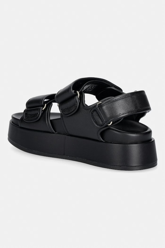 Boty Tommy Hilfiger sandály na platformě dámské kožené LEATHER SPORTY PLATFORM SANDAL FW0FW09119 černá