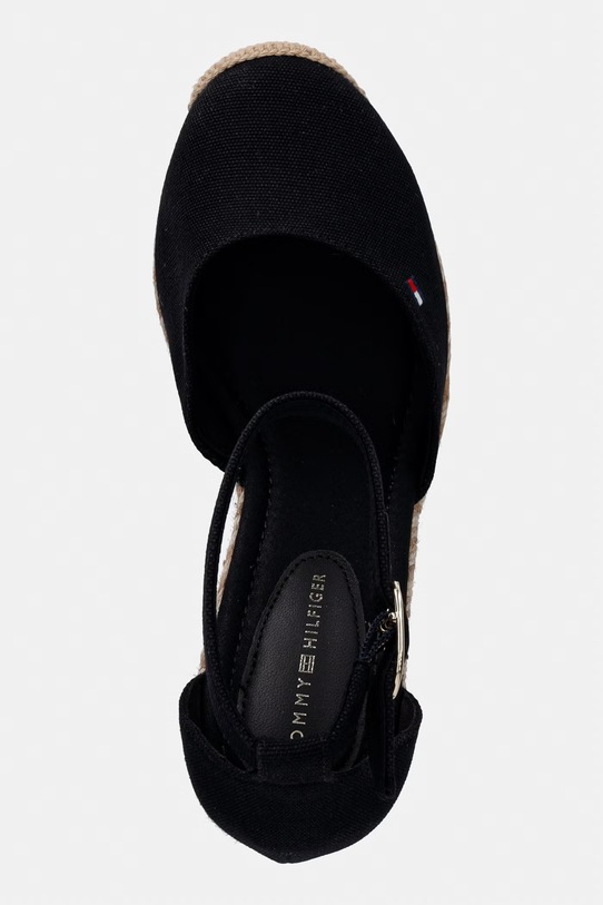 Tommy Hilfiger espadrilky na platforme po celej dĺžke dámske FLAG HIGH WEDGE ESPAD CLOSED TOE čierna FW0FW09225