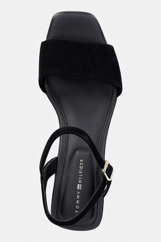 Tommy Hilfiger sandale wedges din piele întoarsă SUEDE WRAPPED MID WEDGE negru FW0FW09235