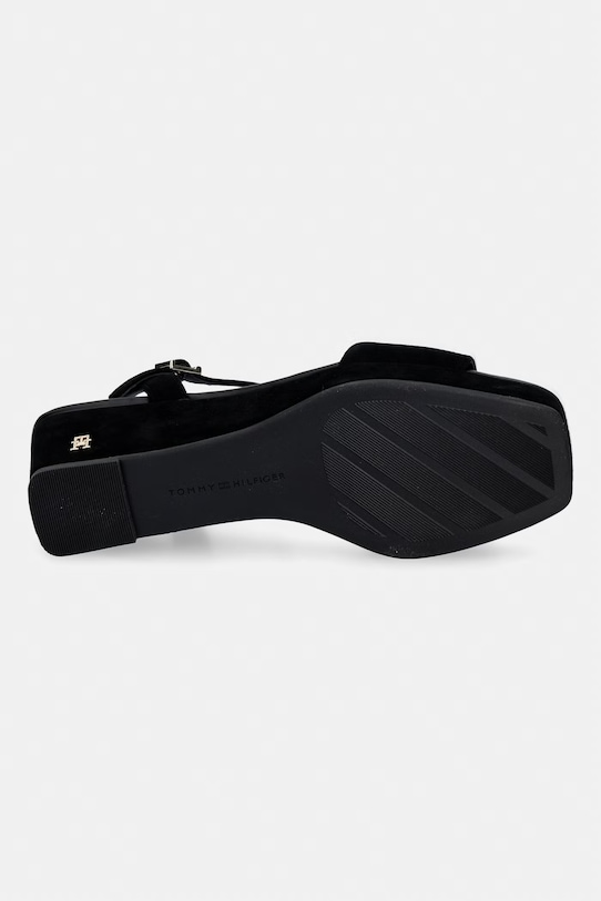 Tommy Hilfiger sandale wedges din piele întoarsă SUEDE WRAPPED MID WEDGE FW0FW09235 negru