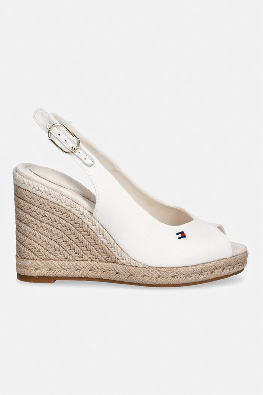 Tommy Hilfiger sandały na koturnie FLAG HIGH WEDGE ESPAD SLINGBACK FW0FW09343 biały SS26
