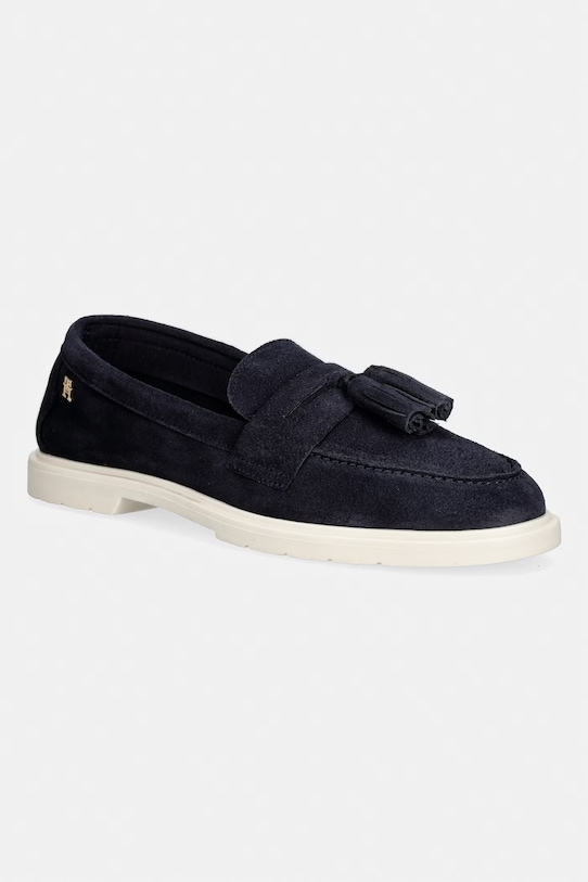 Tommy Hilfiger mokasyny damskie zamszowe LIGHT SUEDE TASSEL LOAFER granatowy FW0FW09285