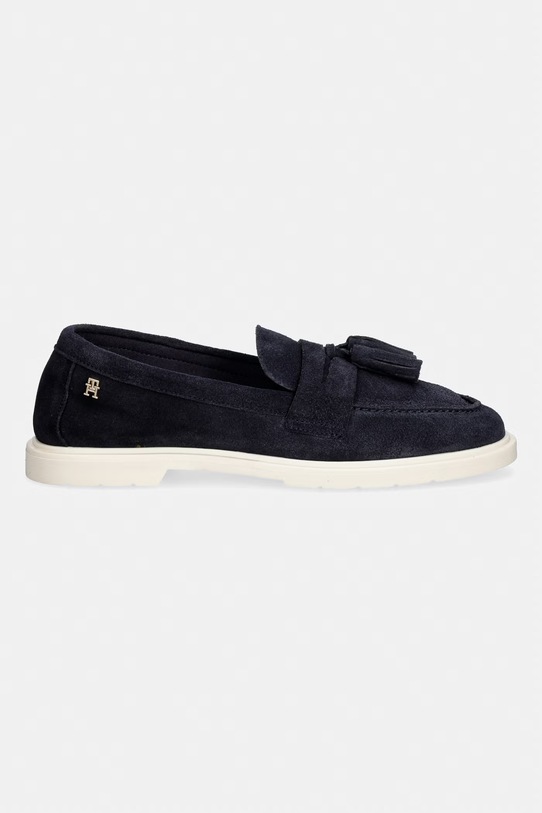 Tommy Hilfiger mokasyny damskie zamszowe LIGHT SUEDE TASSEL LOAFER FW0FW09285 granatowy SS26