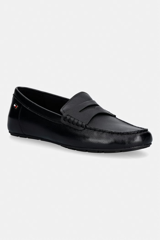 Tommy Hilfiger mokasyny damskie skórzane FLAG LEATHER DRIVER LOAFER czarny FW0FW09350