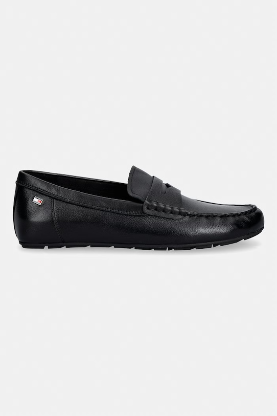 Tommy Hilfiger mokasyny damskie skórzane FLAG LEATHER DRIVER LOAFER FW0FW09350 czarny SS26